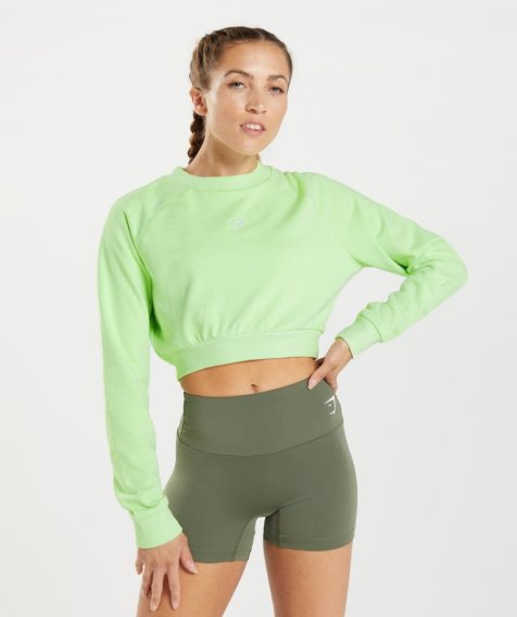 Women's Gymshark Training Cropped Sweatshirts Green | CA A15760